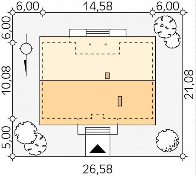 Rzut projektu Borówka 5 dr-S (DR-S) - Usytuowanie na działce