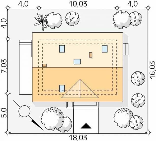 Rzut projektu Gucio (PH) - Usytuowanie na działce