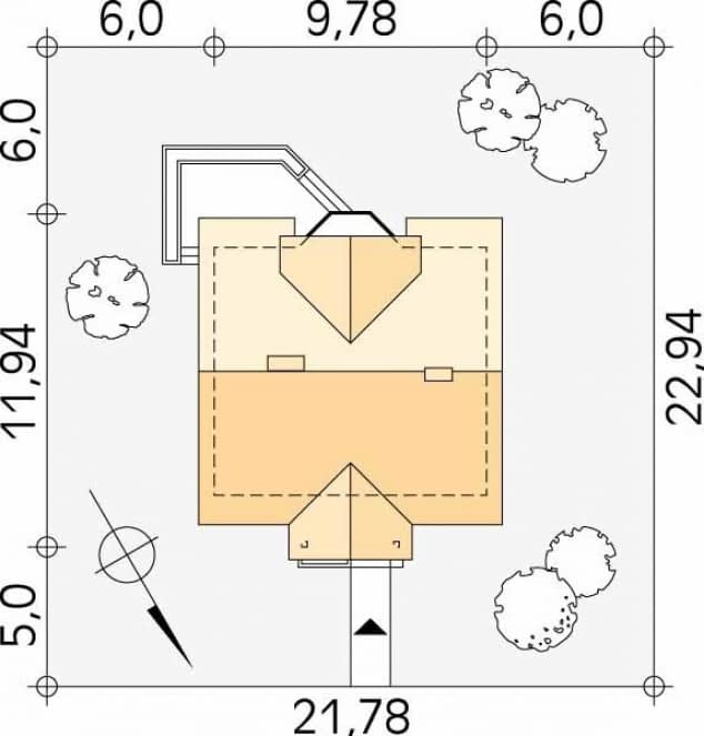Rzut projektu Pliszka 2 dr-S (DR-S) - Usytuowanie na działce
