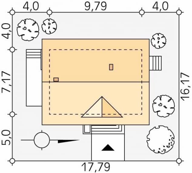 Rzut projektu Bez 4 (Y) - Usytuowanie na działce