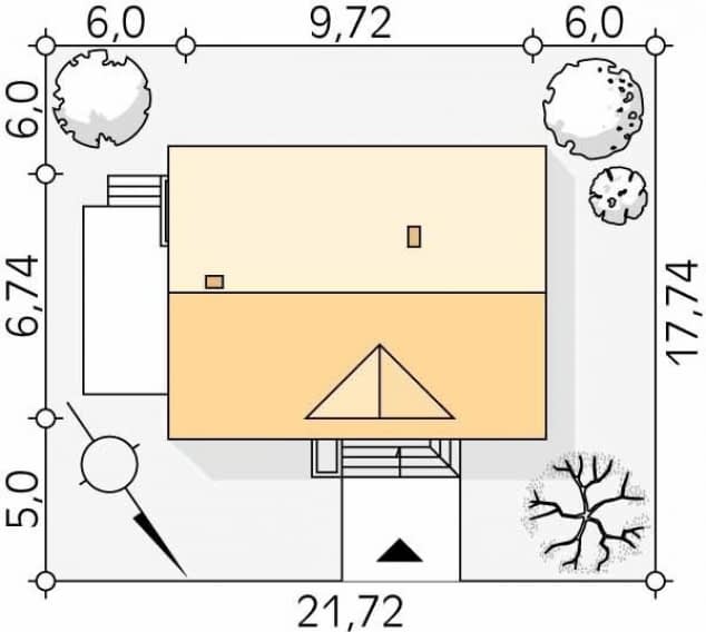 Rzut projektu Bez dr-T (DR-T) - Usytuowanie na działce