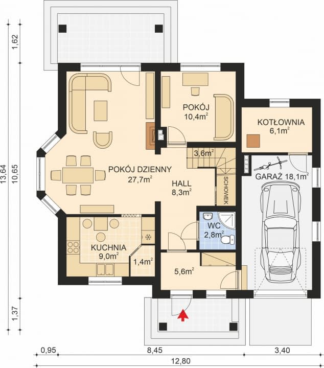 Rzut projektu APS 161 NEW - Parter