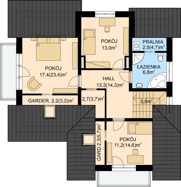 Rzut projektu APS 116 - Poddasze