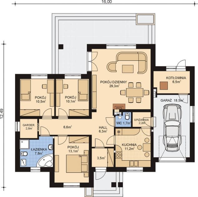 Rzut projektu APS 052 wariant 2 - Parter