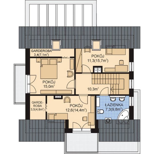 Rzut projektu APS 283 - Poddasze