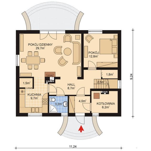 Rzut projektu APS 256 - Parter
