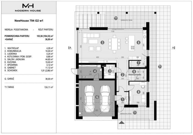 Rzut projektu NewHouse 794 G2 w1 - Rzut parteru