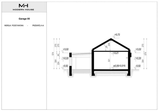 Rzut projektu Garage 05 - Przekrój
