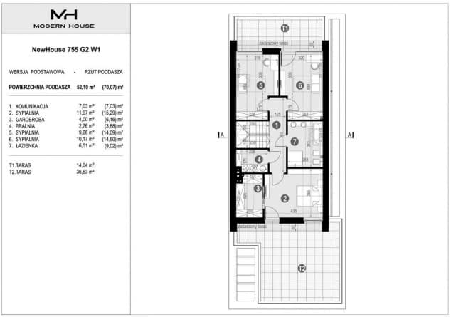 Rzut projektu NewHouse 755 G2 w1 - Rzut poddasza