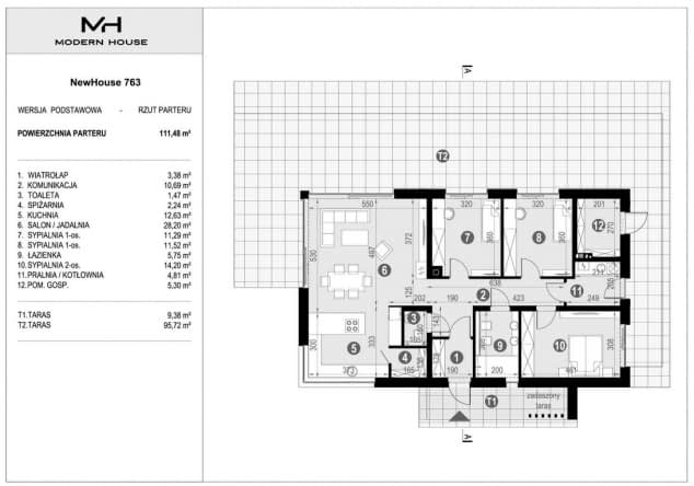 Rzut projektu NewHouse 763 - Rzut parteru