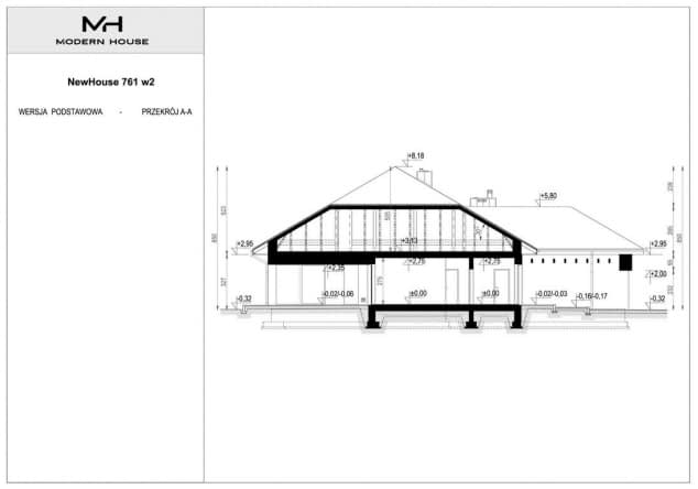 Rzut projektu NewHouse 761 w2 - Przekrój