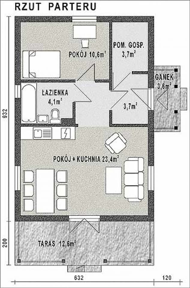 Rzut projektu WB-3383 - Parter
