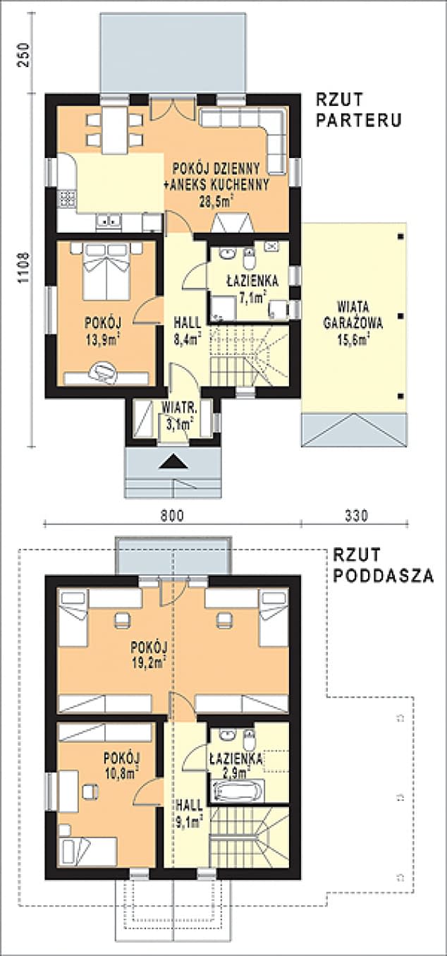 Rzut projektu WB-3420 - Parter