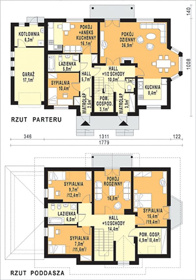 Rzut projektu WB-3429 - Parter