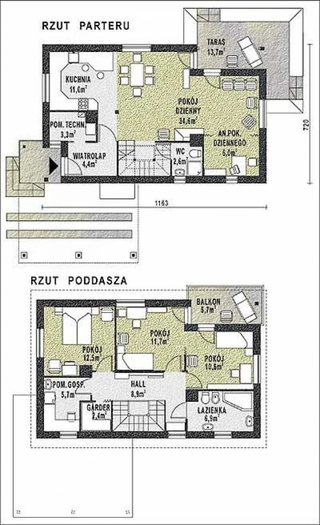 Rzut projektu WB-3907 - Parter