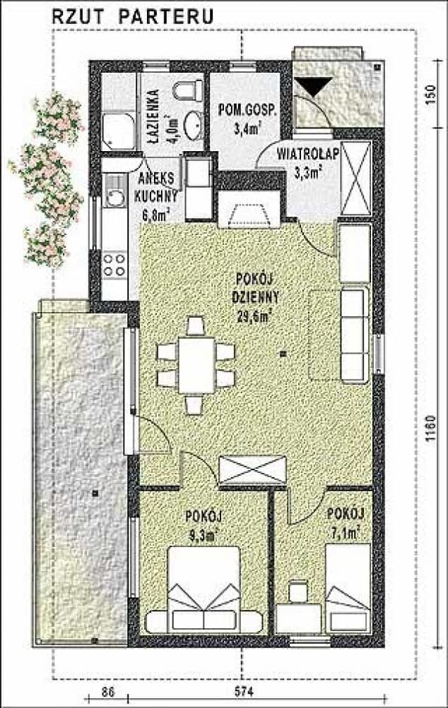 Rzut projektu WB-3910 - Parter