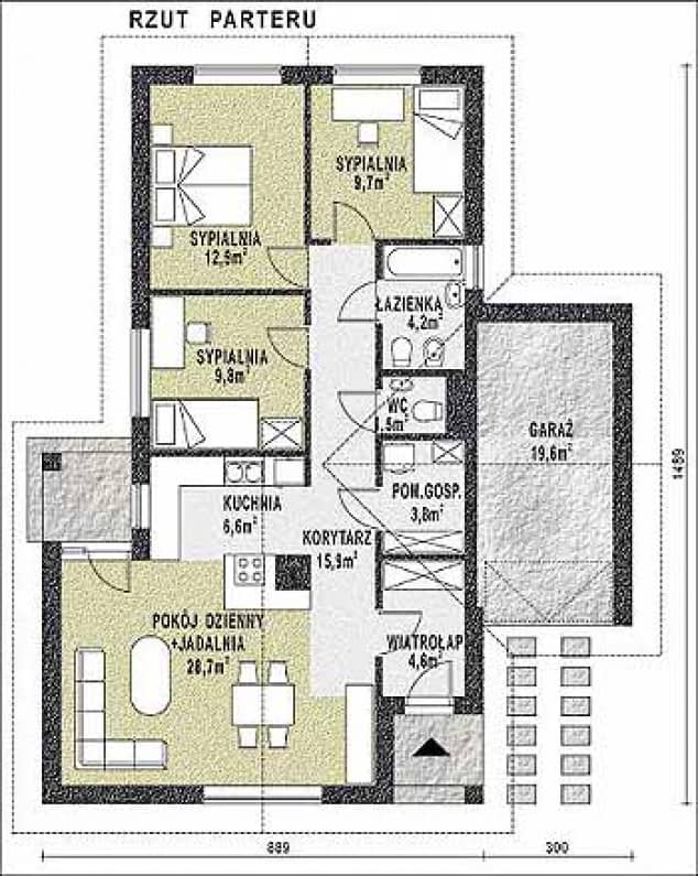 Rzut projektu WB-3921 - Parter