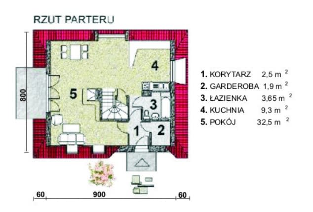 Rzut projektu WB-3333 - Parter