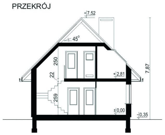 Rzut projektu WB-0001 - Przekrój