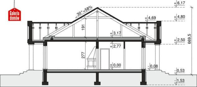 Rzut projektu Dom przy Jesionowej - Przekrój