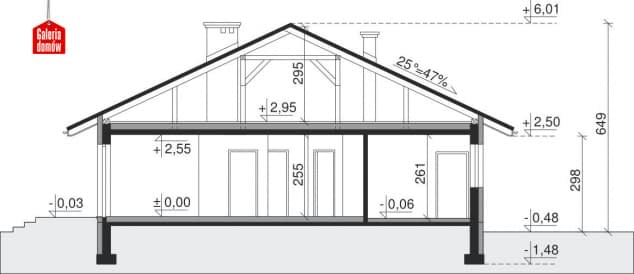 Rzut projektu Dom przy Słonecznej 6 - Przekrój