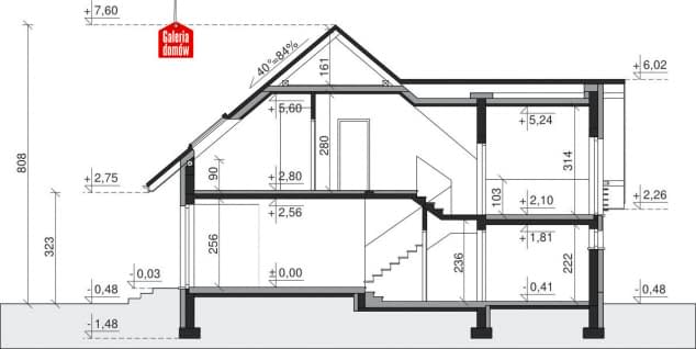 Rzut projektu Dom przy Cyprysowej 29 - Przekrój
