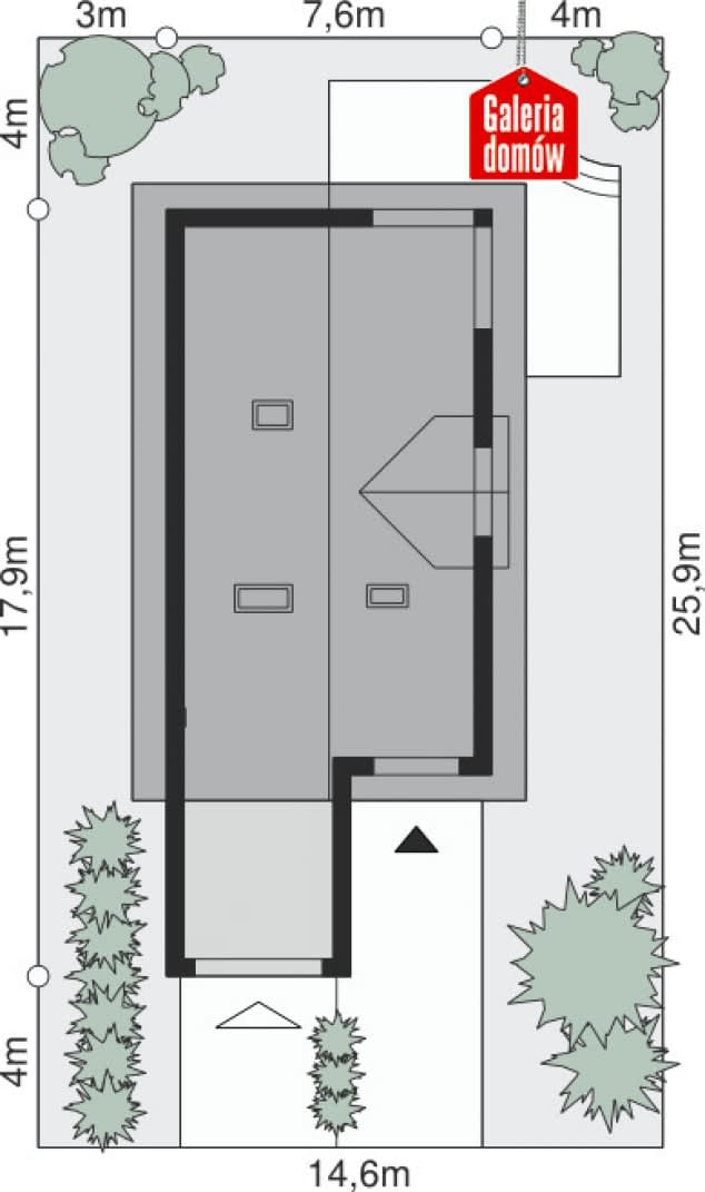 Rzut projektu Dom przy Kolorowej - Sytuacja