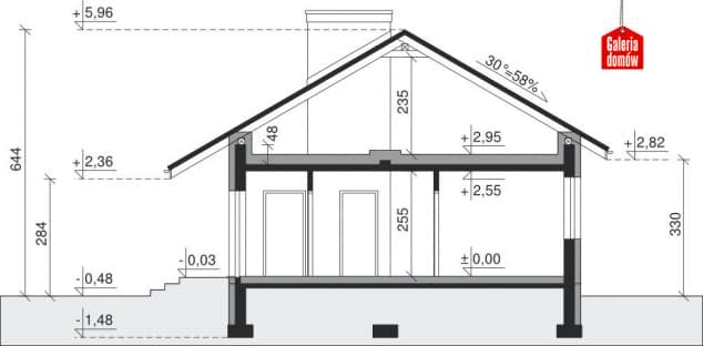 Rzut projektu Dom przy Przyjemnej bis - Przekrój