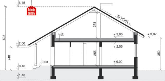 Rzut projektu Dom przy Przyjemnej 7 bis - Przekrój