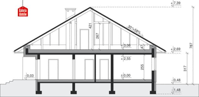 Rzut projektu Dom przy Pastelowej bis - Przekrój
