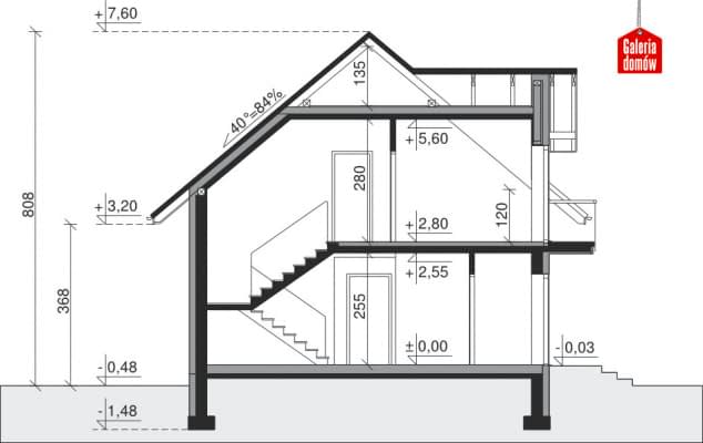 Rzut projektu Dom przy Alabastrowej 19 - Przekrój