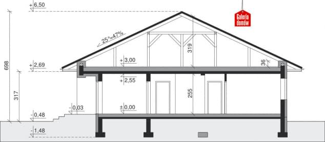 Rzut projektu Dom przy Słonecznej 7 - Przekrój