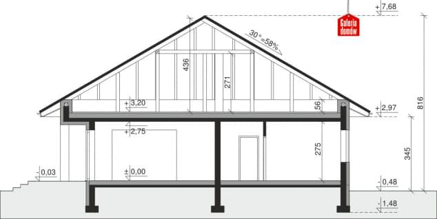Rzut projektu Dom przy Makowej 5 bis - Przekrój