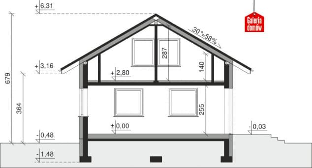 Rzut projektu Dom przy Imbirowej 4 N - Przekrój