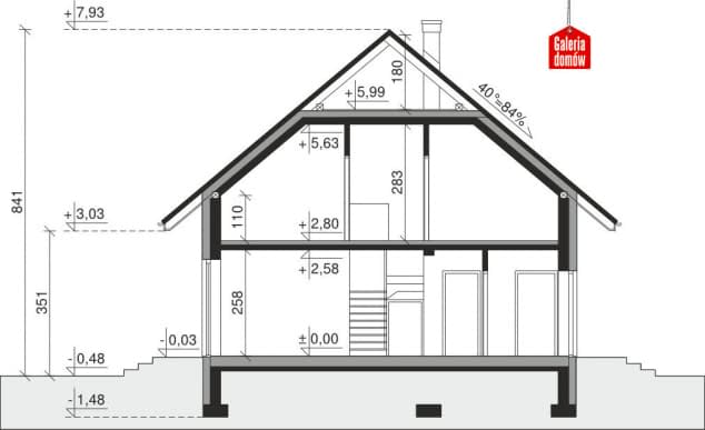 Rzut projektu Dom przy Cyprysowej 56 - Przekrój