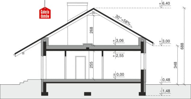 Rzut projektu Dom przy Przyjemnej 18 bis - Przekrój