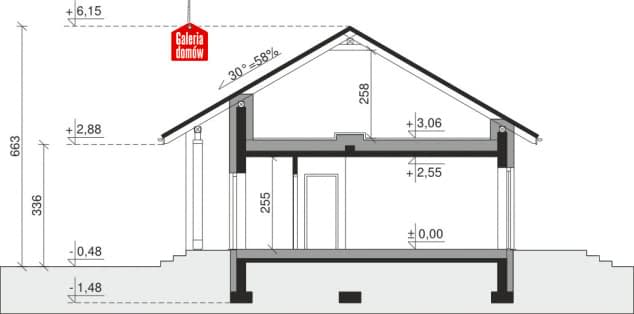Rzut projektu Dom przy Bukowej 18 - Przekrój