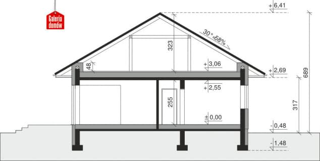 Rzut projektu Dom przy Pastelowej 17 bis - Przekrój