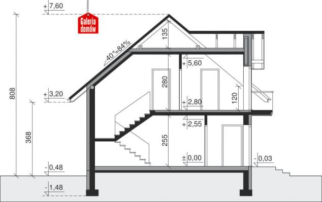 Rzut projektu Dom przy Alabastrowej 30 - Przekrój