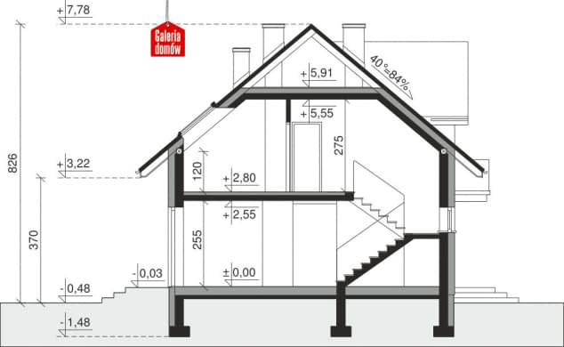 Rzut projektu Dom przy Alabastrowej 52 - Przekrój