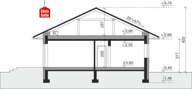 Rzut projektu Dom przy Pastelowej 19 - Przekrój