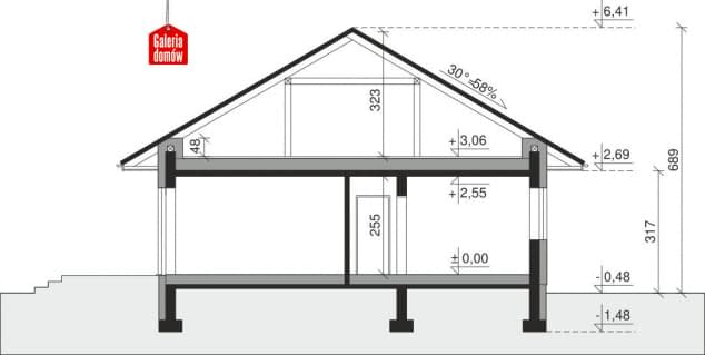 Rzut projektu Dom przy Pastelowej 19 D bis - Przekrój