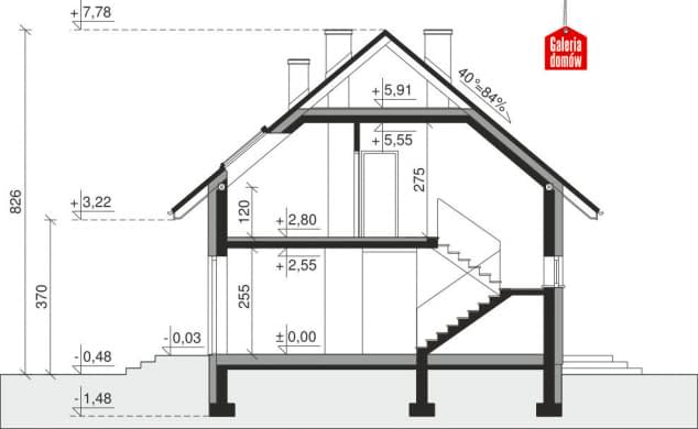 Rzut projektu Dom przy Alabastrowej 57 - Przekrój