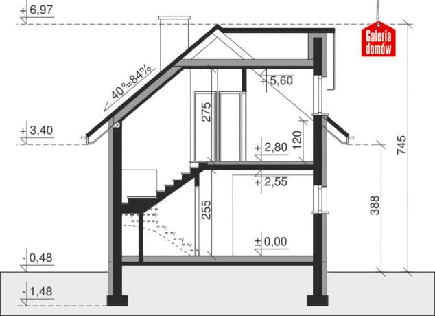 Rzut projektu Dom przy Migdałowej 4 - Przekrój