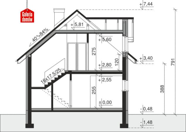 Rzut projektu Dom przy Kolorowej 2 - Przekrój