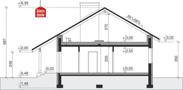 Rzut projektu Dom przy Przyjemnej 31 bis - Przekrój