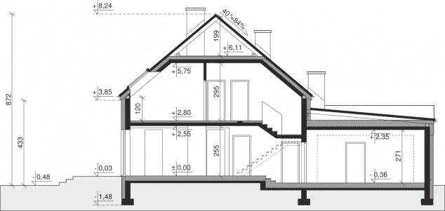 Rzut projektu Dom przy Cyprysowej 58 - Przekrój