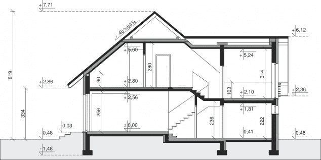 Rzut projektu Dom przy Cyprysowej 60 - Przekrój