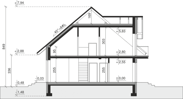 Rzut projektu Dom przy Cyprysowej 101 - Przekrój