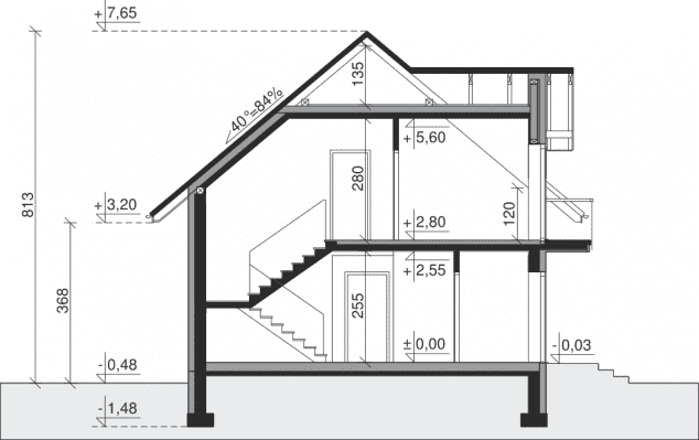 Rzut projektu Dom przy Alabastrowej 60 - Przekrój
